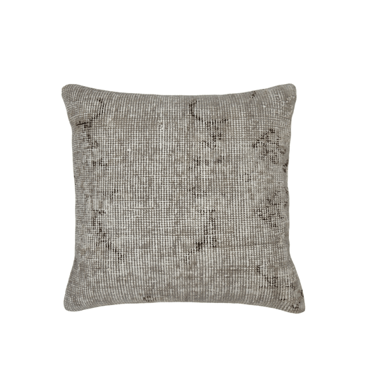 Vintage Turkish Overdye Rug Pillow 17"x17" gray