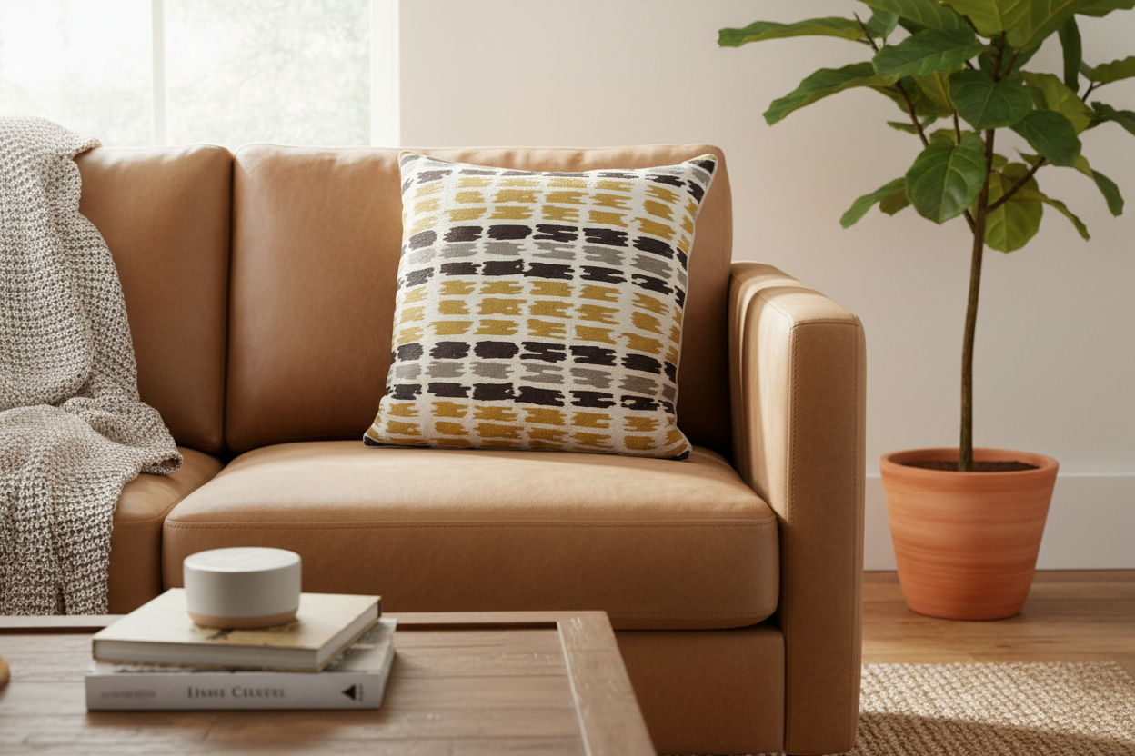 Gold/Multicolor Ikat Pillow 22"x22"