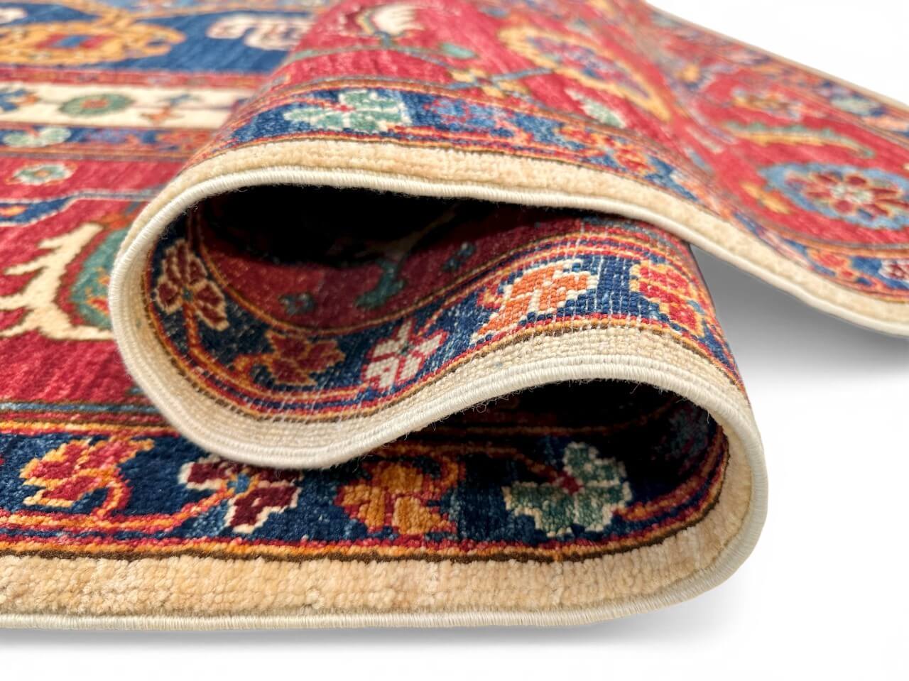 Afghan Heriz (8'00"x9'10") navy/ivory/red