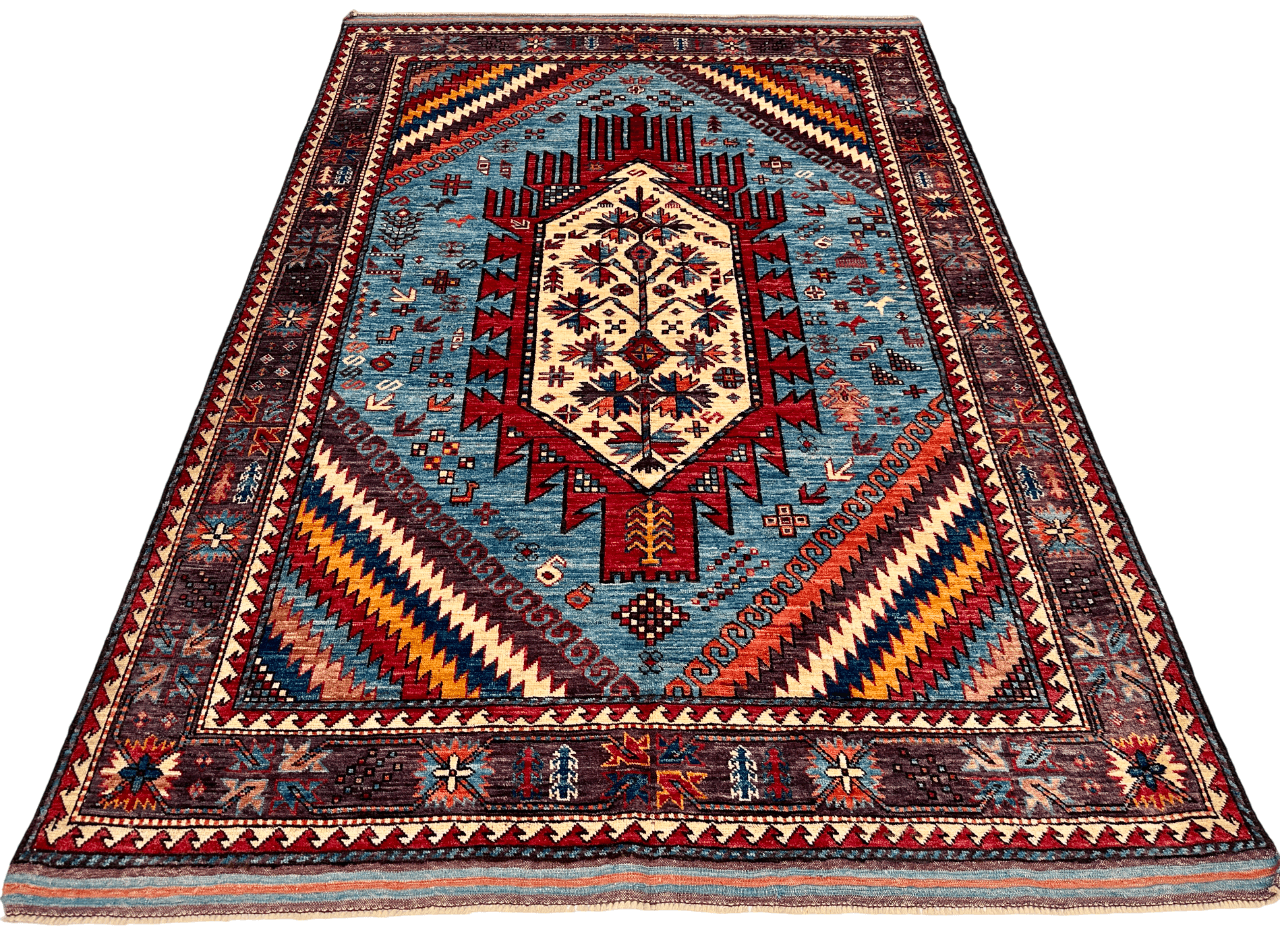 Balouchi (5'00"x7'04") blue/purple/multicolor