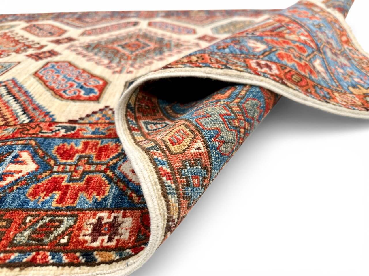 Aryana-Caucasian (4'00"x5'11") Ivory/Blue