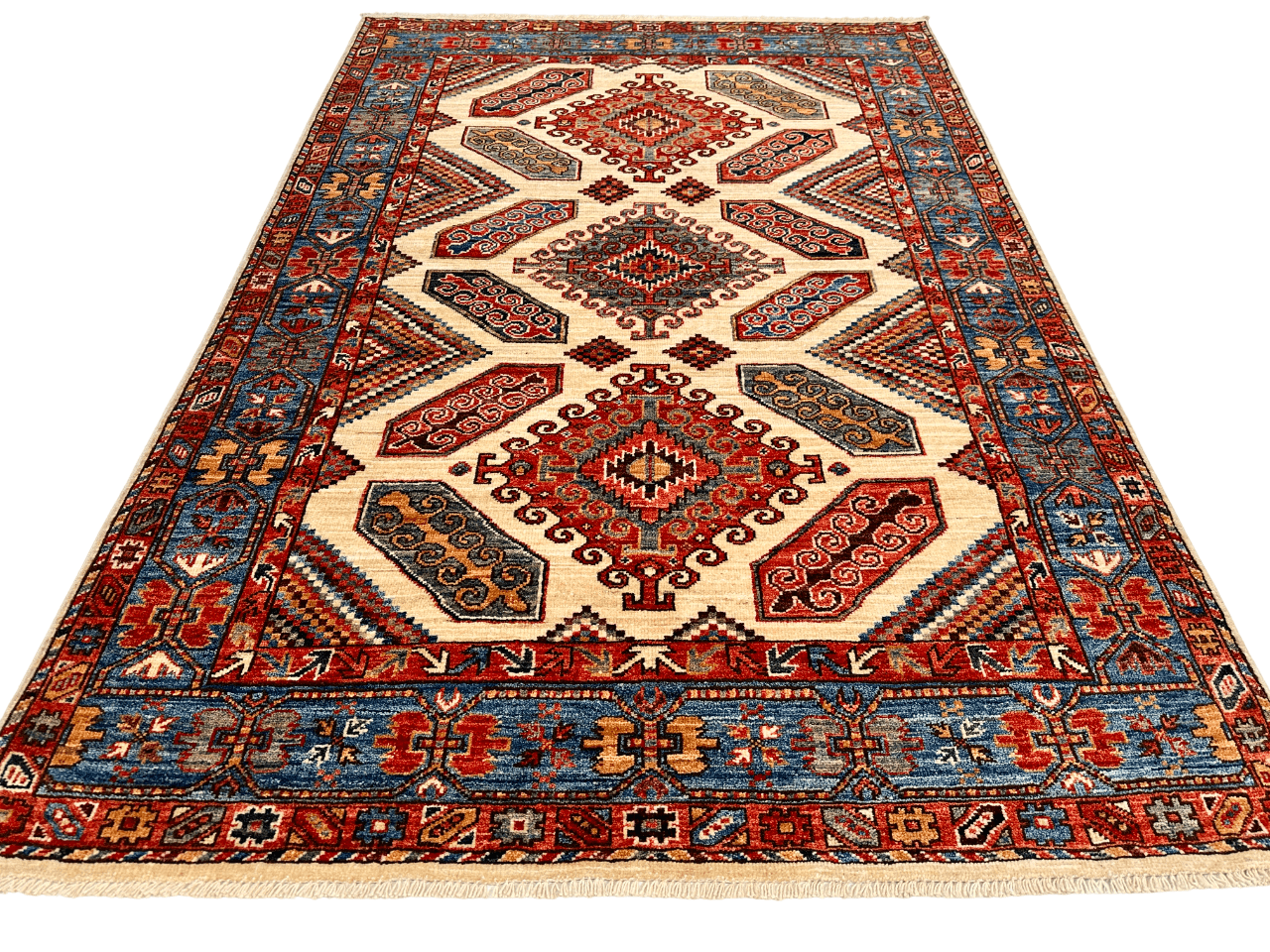 Aryana-Caucasian (4'00"x5'11") Ivory/Blue