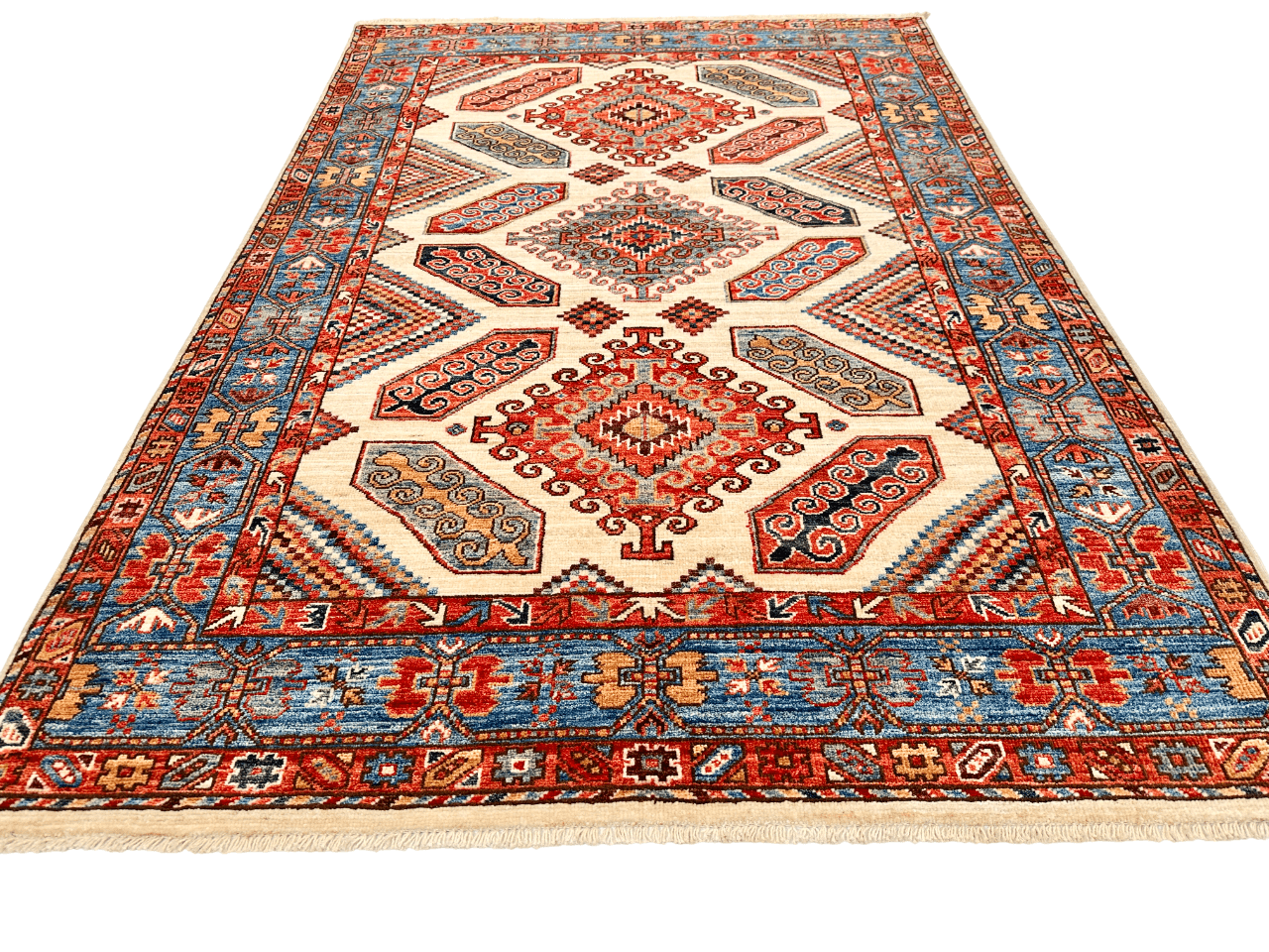 Aryana-Caucasian (4'00"x5'11") Ivory/Blue