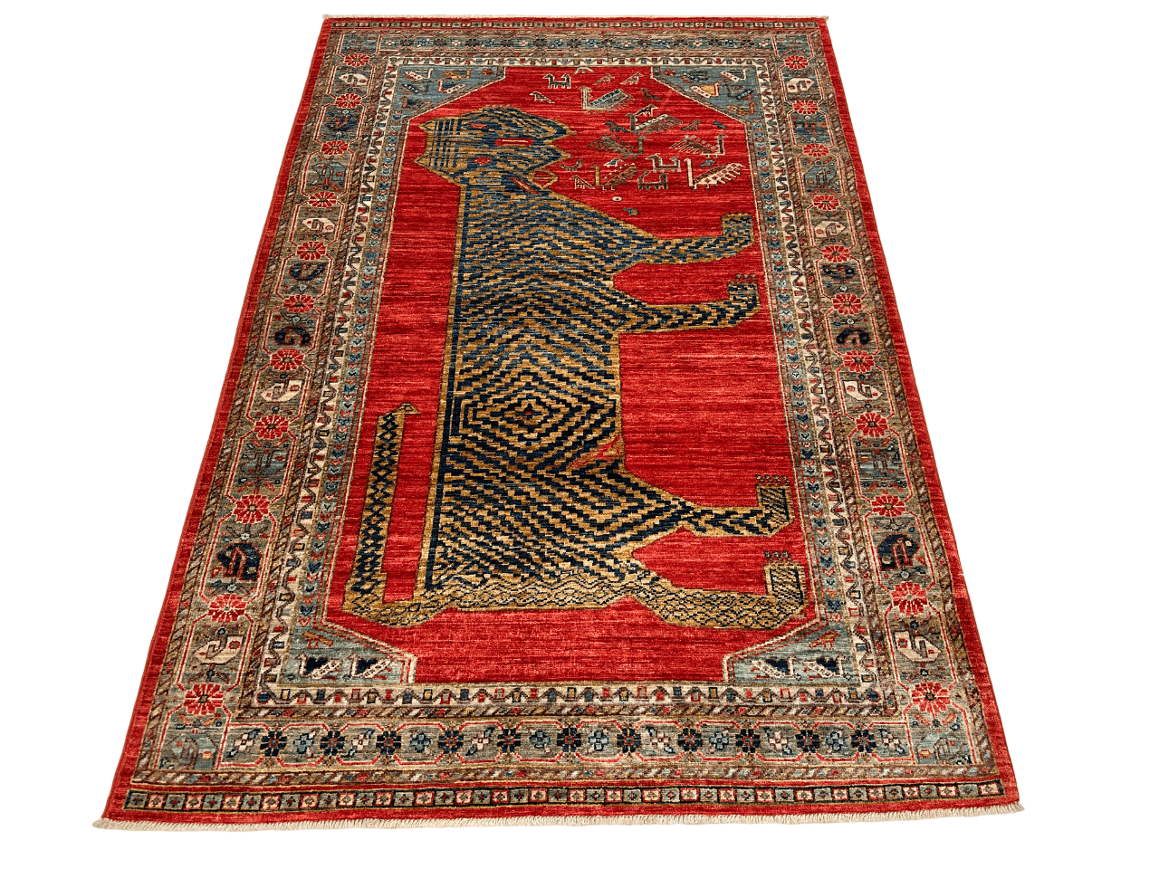 Aryana Tiger (4'00'x5'10") red/teal