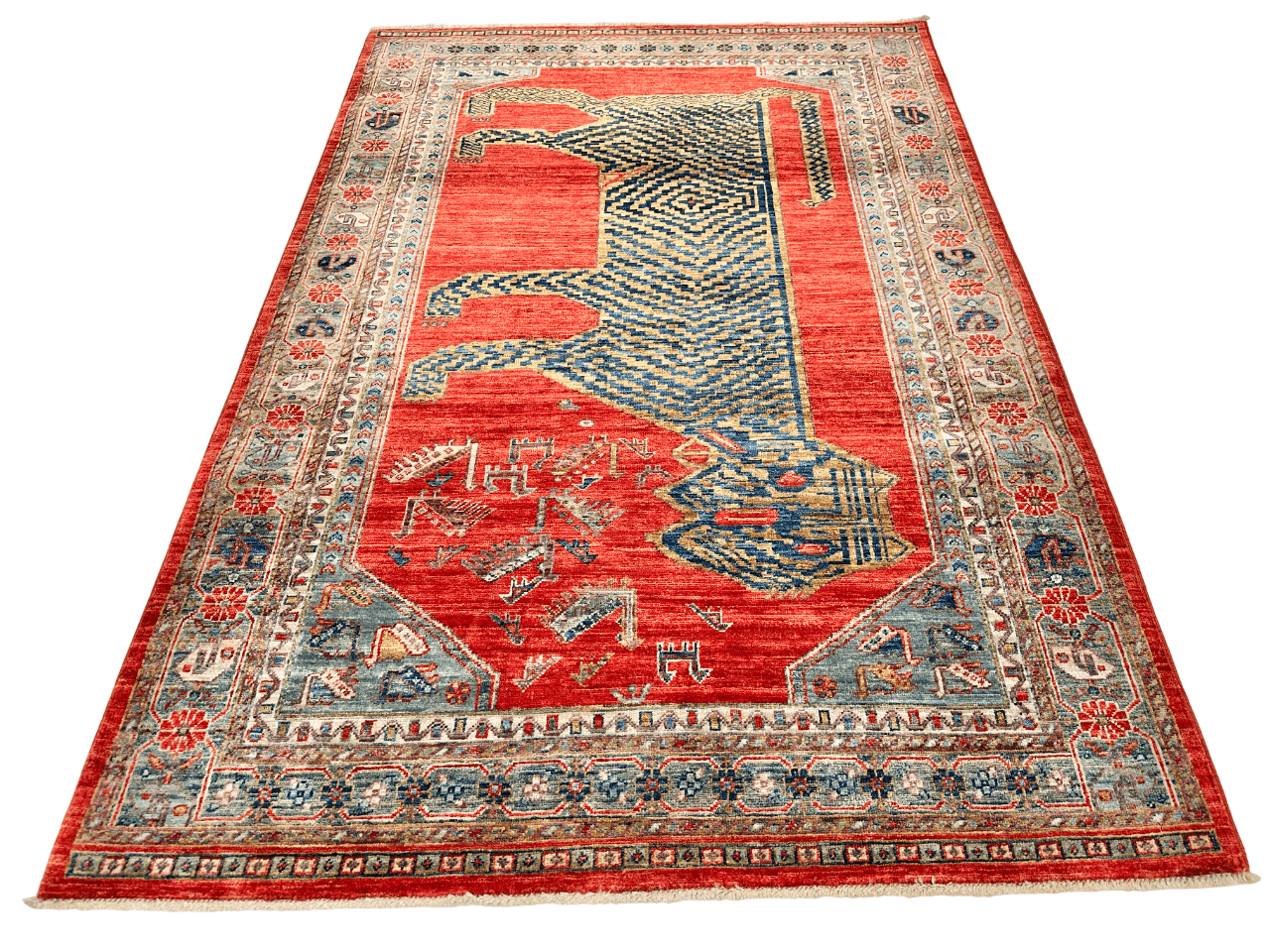 Aryana Tiger (4'00'x5'10") red/teal