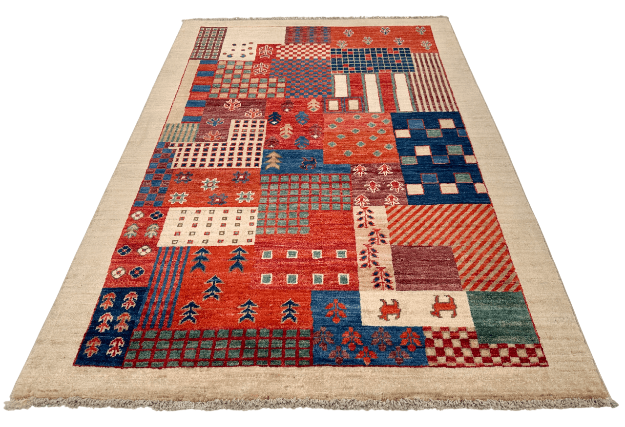 Patchwork Gabbeh (3'04"x5'00") multicolor/ivory