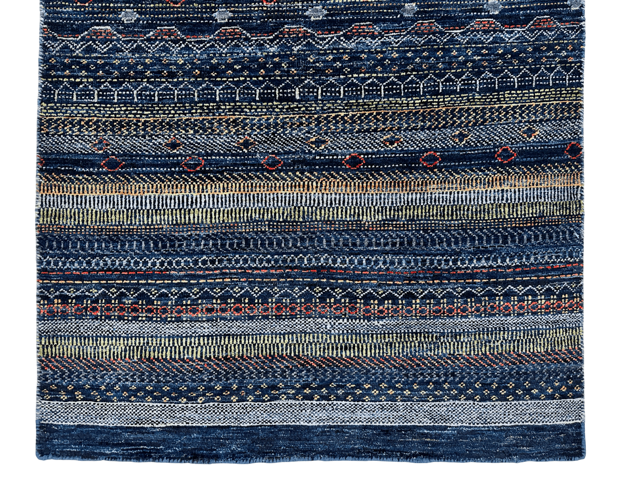 Luri Gabbeh - Grass Design (2'08"x9'09") Navy