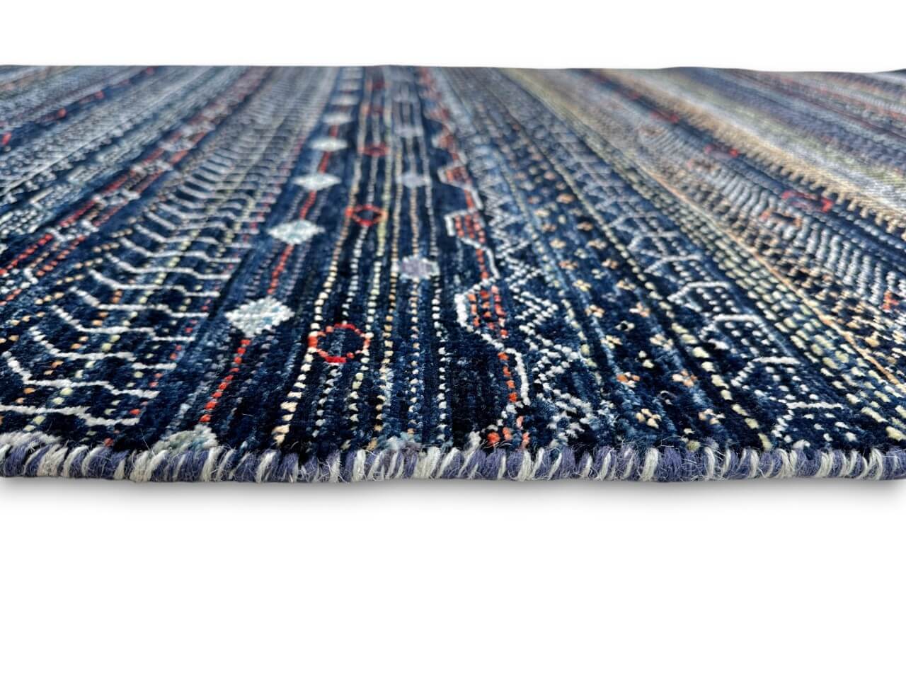 Luri Gabbeh - Grass Design (2'08"x9'09") Navy
