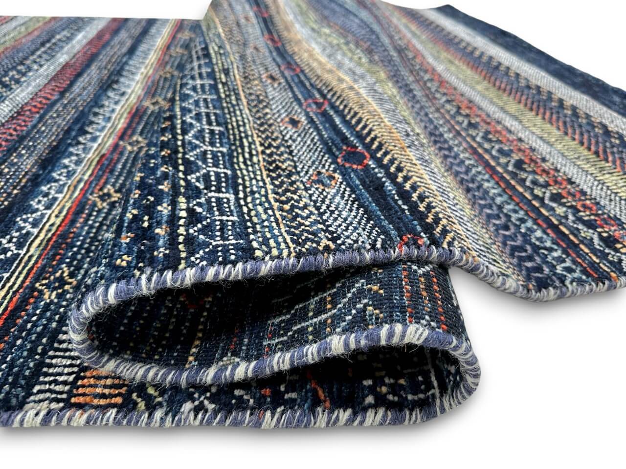 Luri Gabbeh - Grass Design (2'08"x9'09") Navy