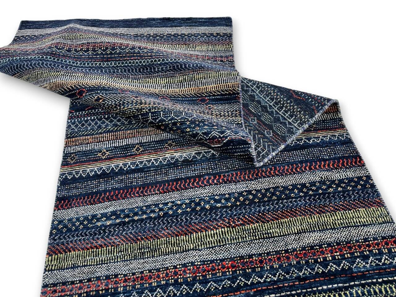 Luri Gabbeh - Grass Design (2'08"x9'09") Navy
