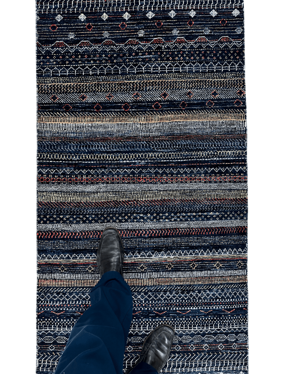 Luri Gabbeh - Grass Design (2'08"x9'09") Navy