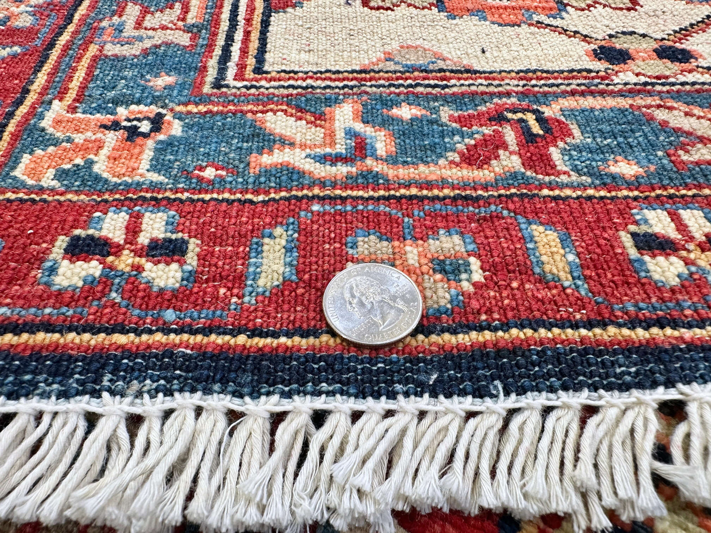 Super Kazak (8'00"x9'08") indigo/ivory