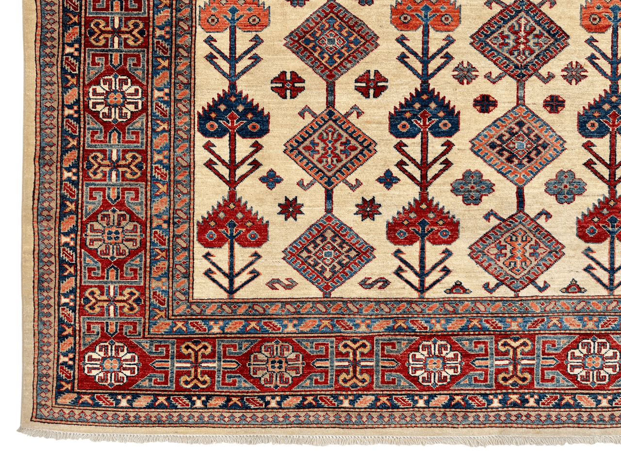 Super Kazak (7'10"x10'02") ivory/red