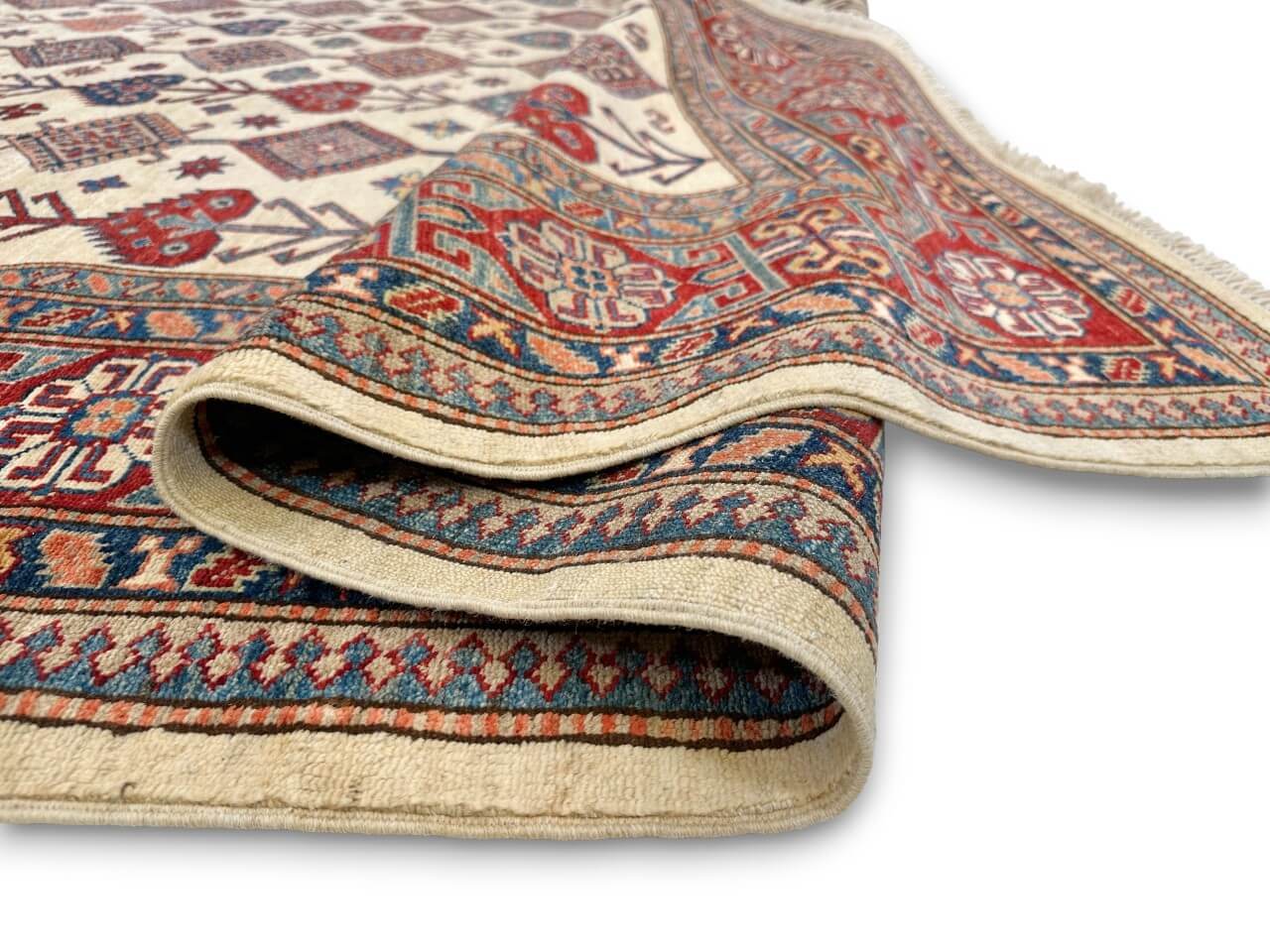 Super Kazak (7'10"x10'02") ivory/red