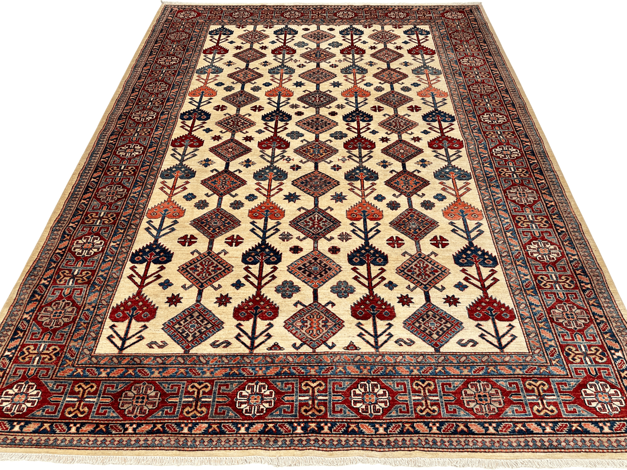 Super Kazak (7'10"x10'02") ivory/red