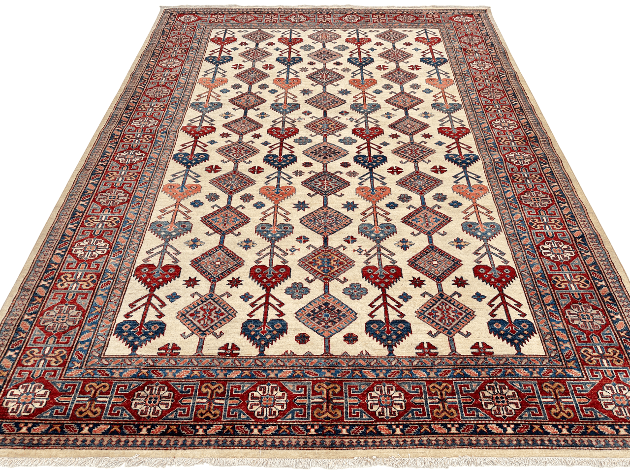 Super Kazak (7'10"x10'02") ivory/red