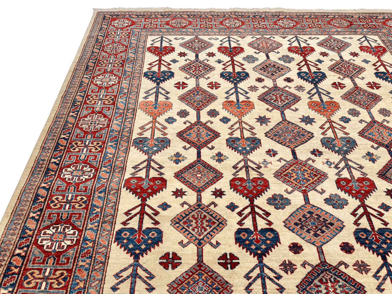 Super Kazak (7'10"x10'02") ivory/red