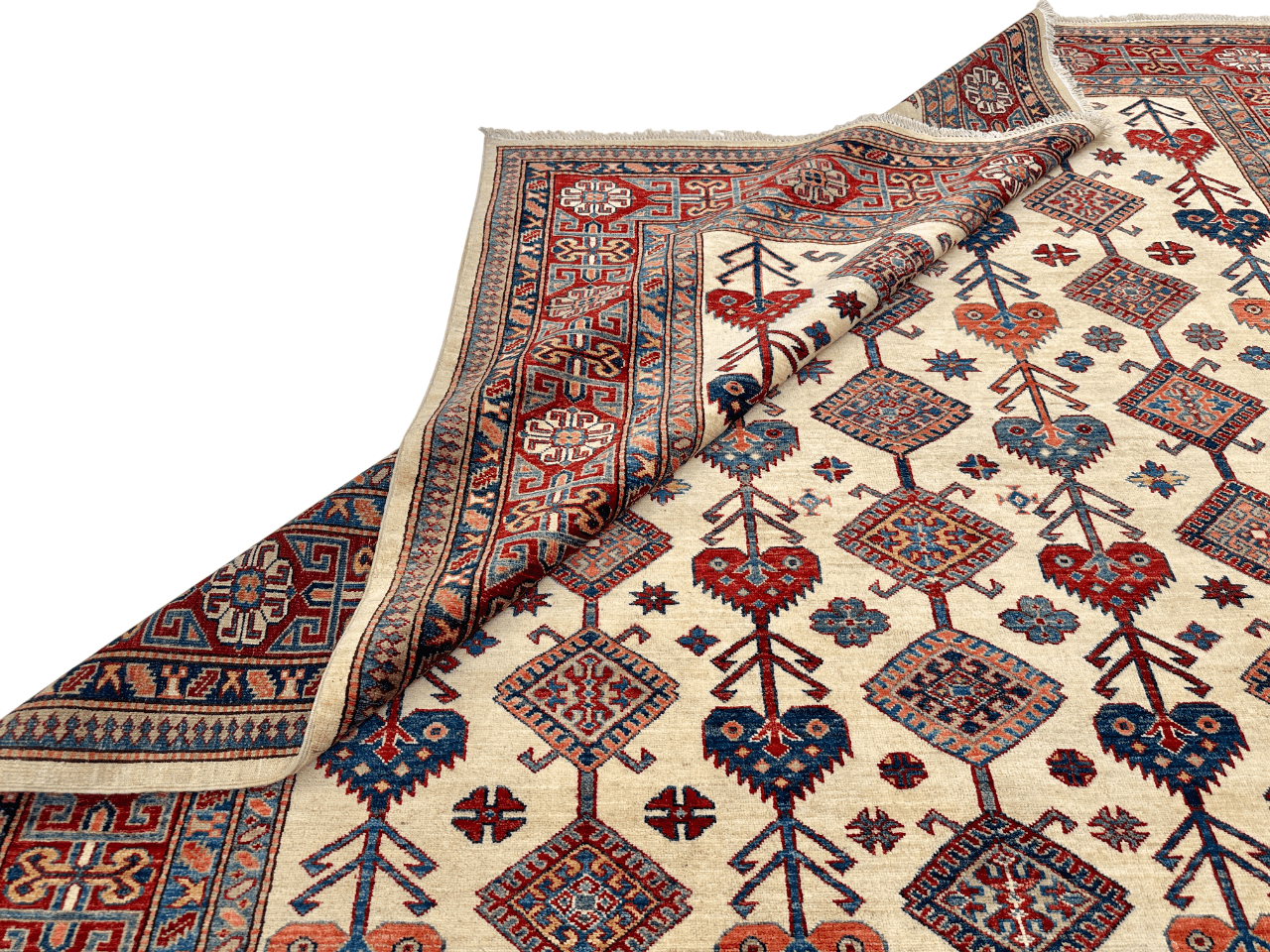 Super Kazak (7'10"x10'02") ivory/red