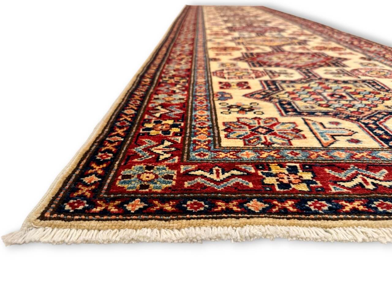 Super Kazak (2'08"x9'10") ivory/red