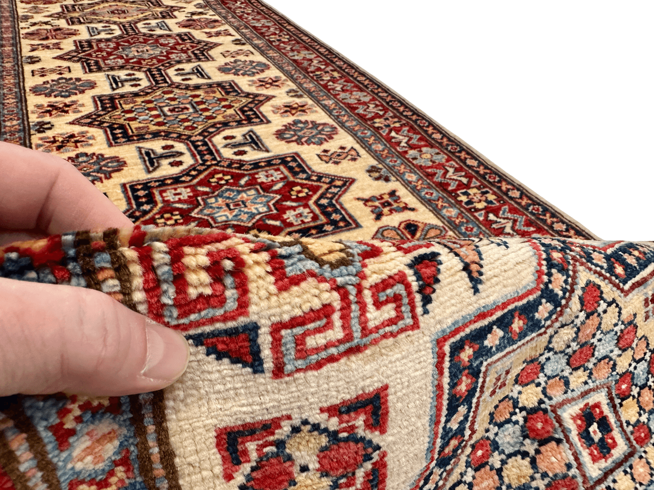 Super Kazak (2'08"x9'10") ivory/red