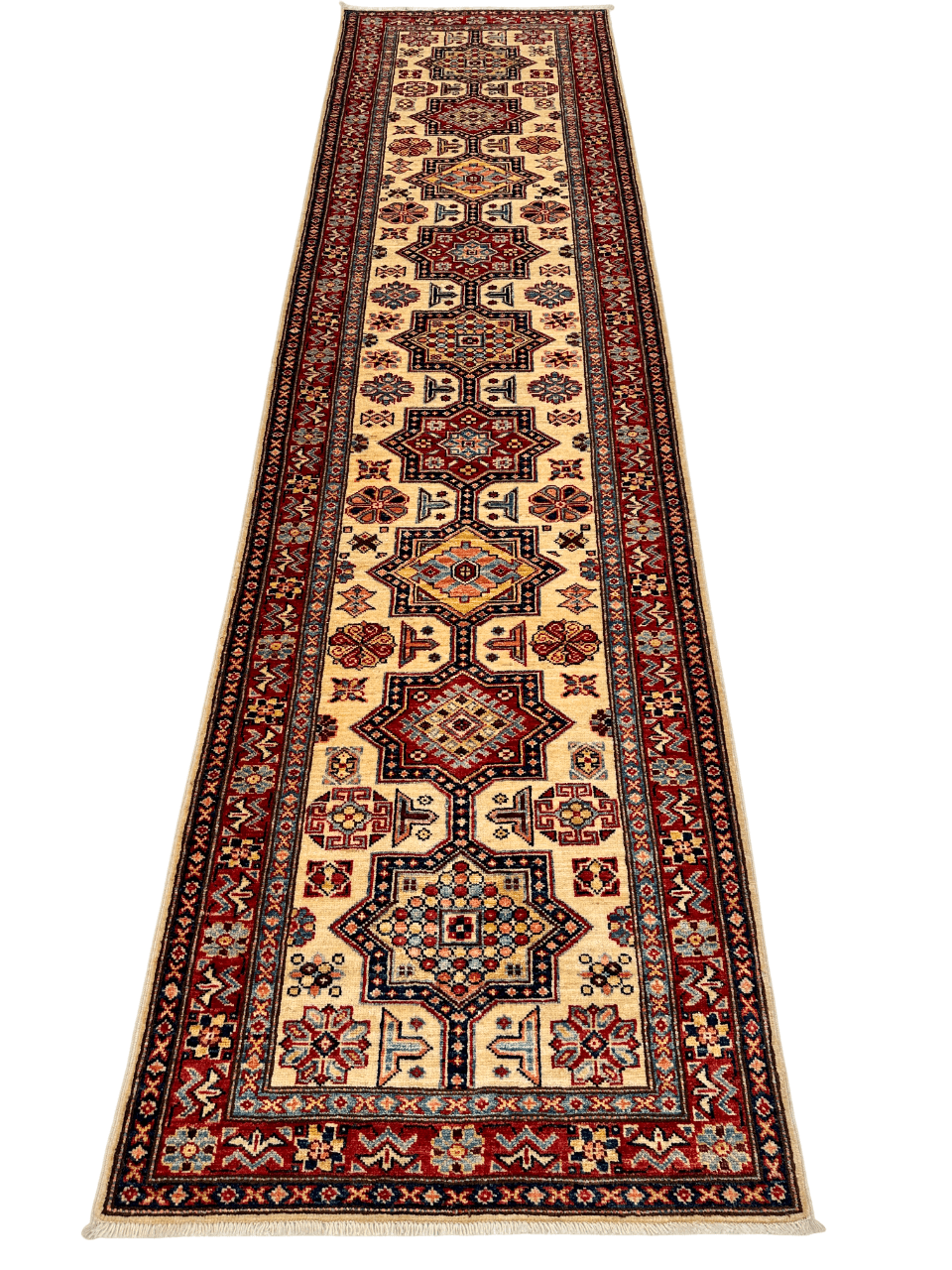Super Kazak (2'08"x9'10") ivory/red