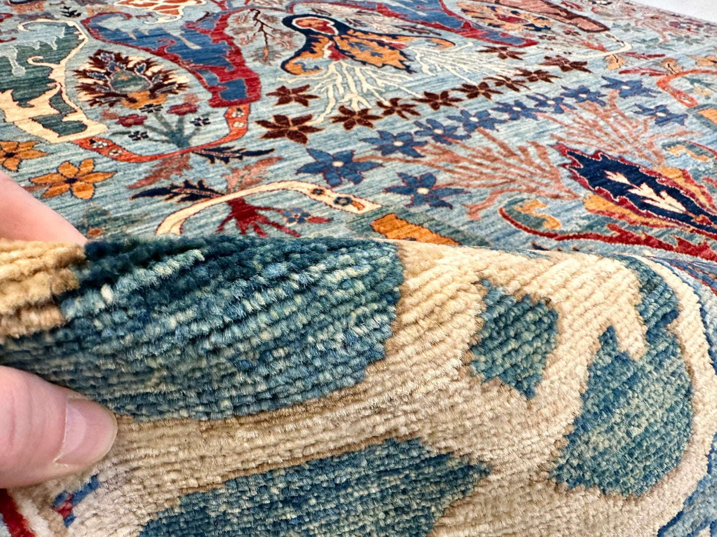 Afghan-Made Bidjar (8'11"x11'09") aqua/multicolor