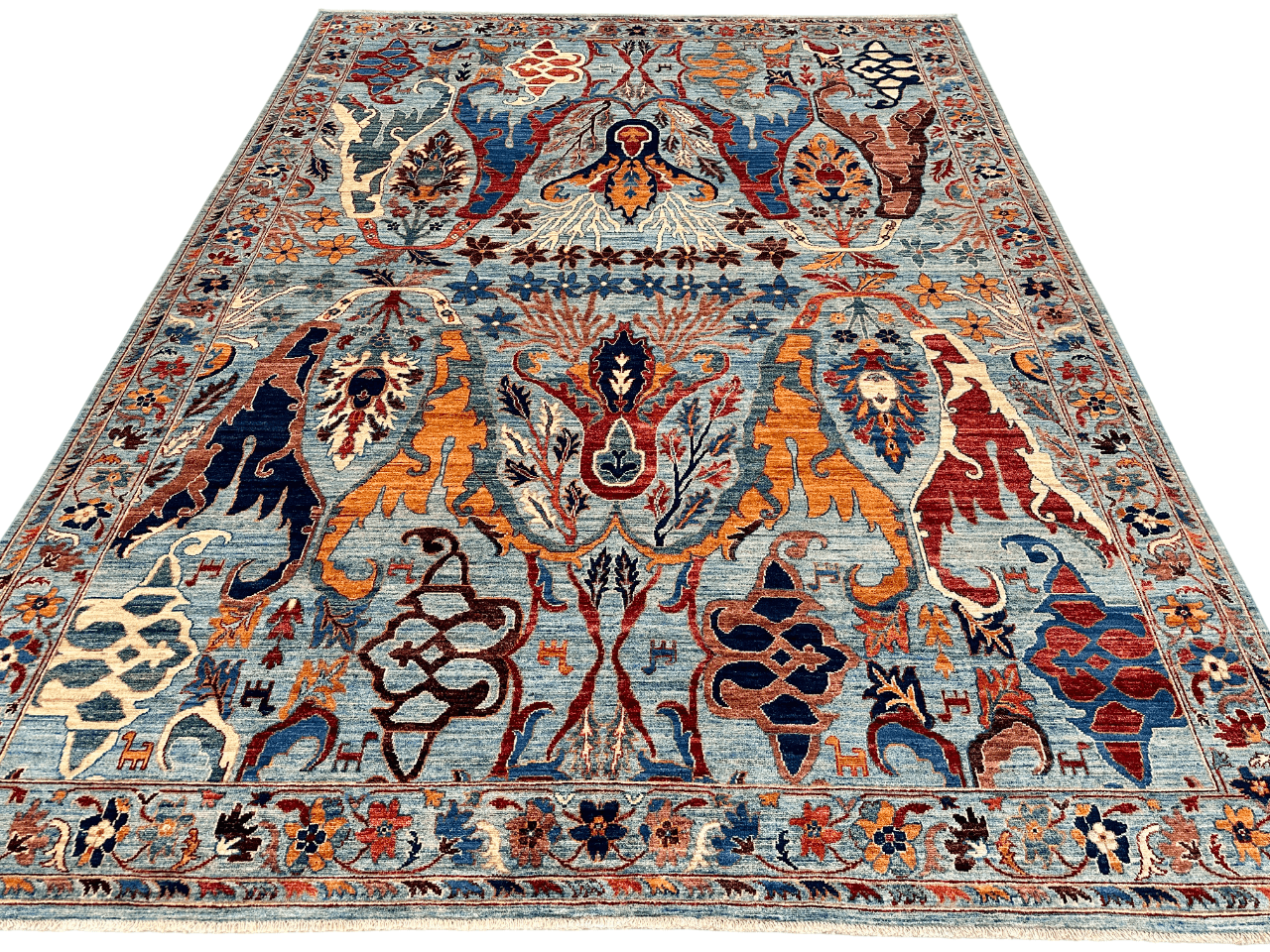 Afghan-Made Bidjar (8'11"x11'09") aqua/multicolor