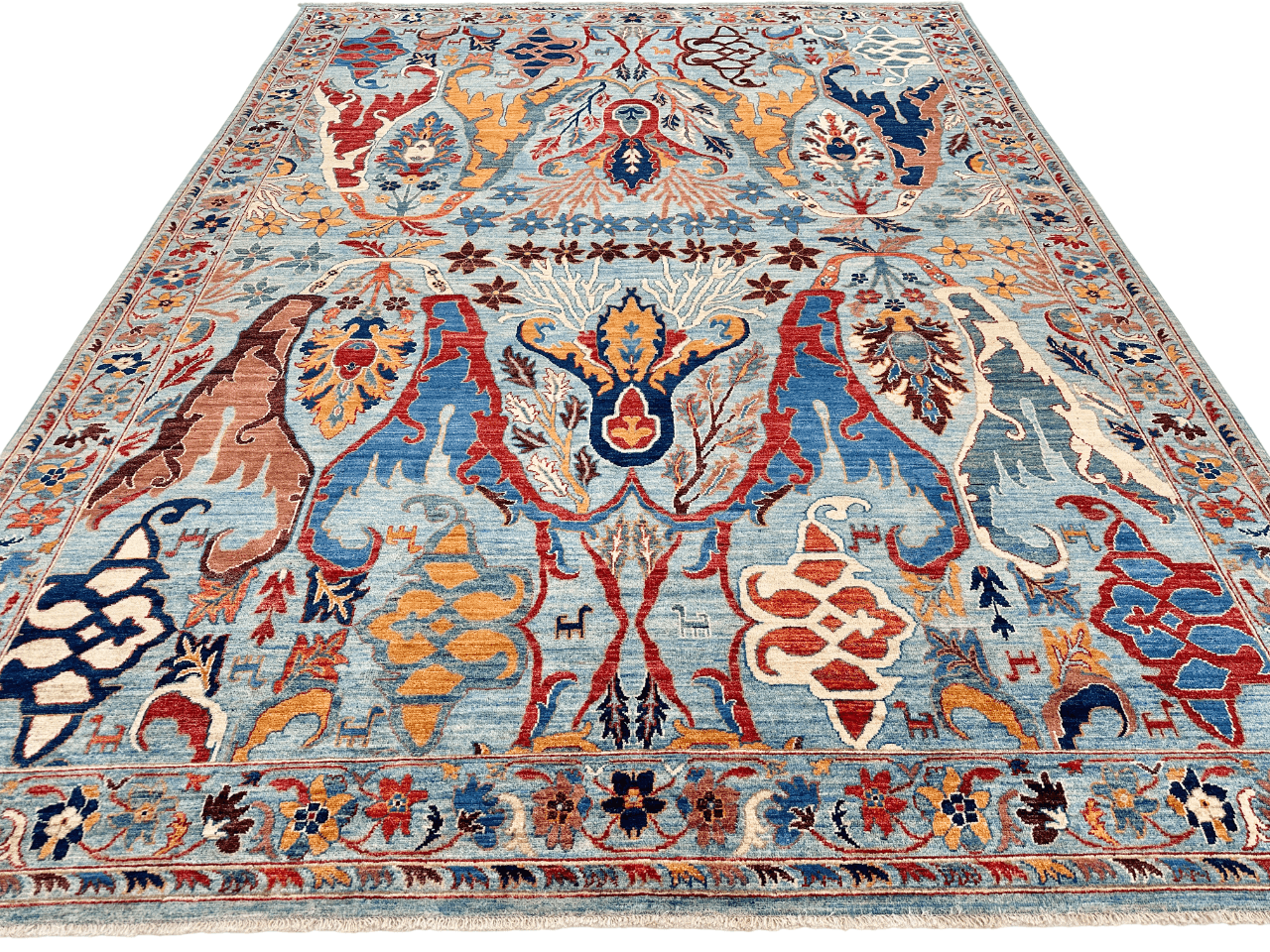 Afghan-Made Bidjar (8'11"x11'09") aqua/multicolor