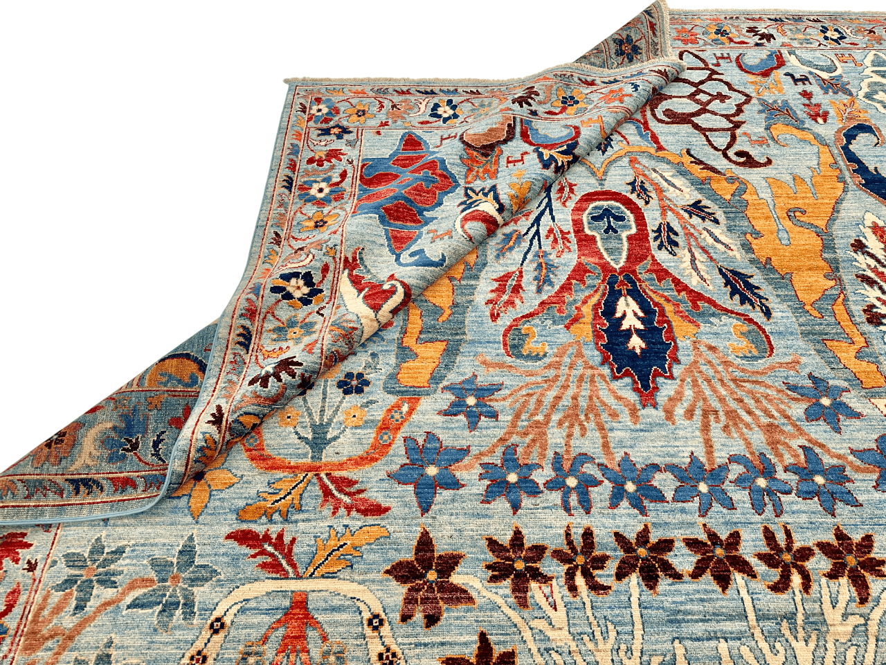 Afghan-Made Bidjar (8'11"x11'09") aqua/multicolor