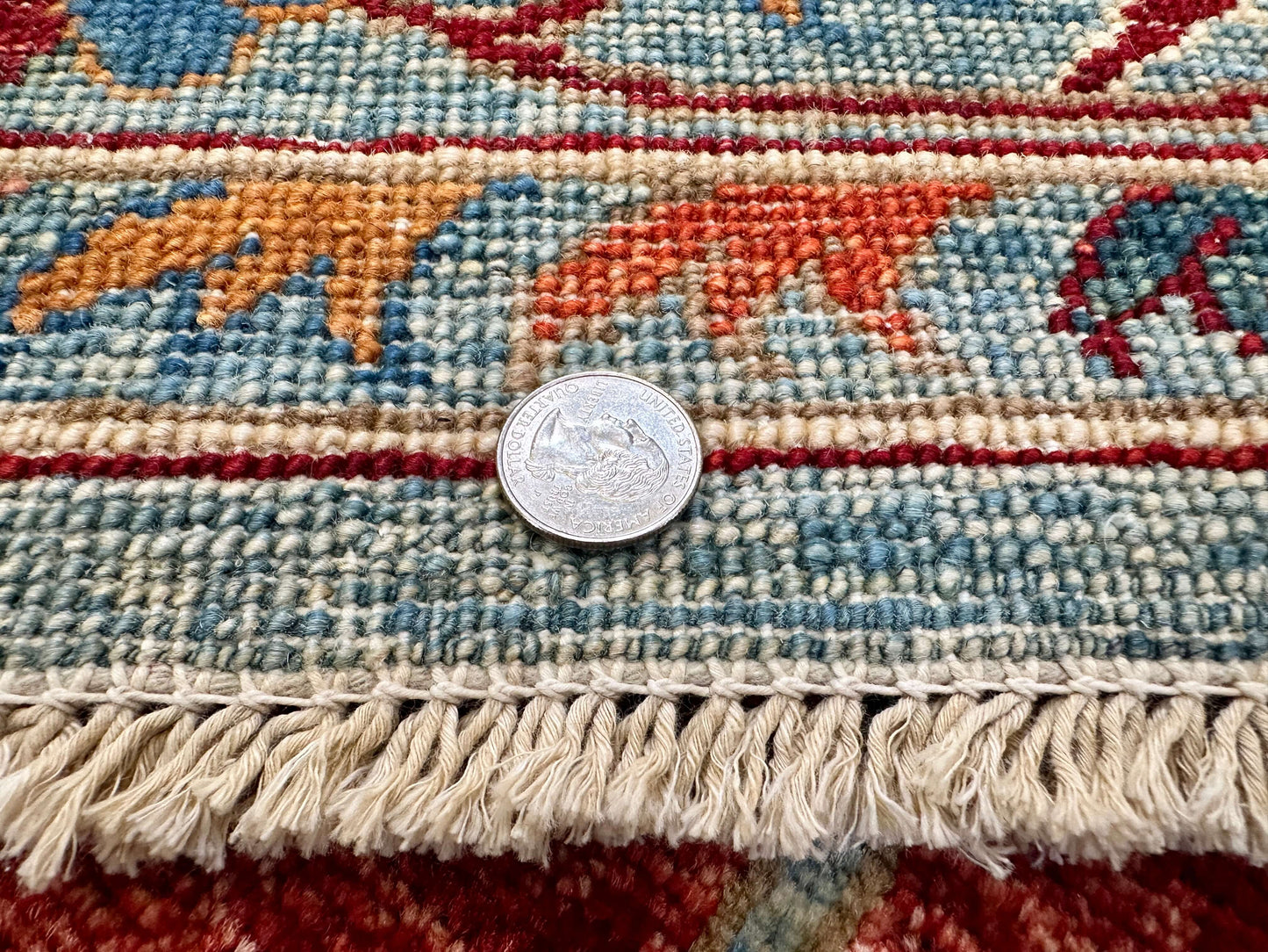 Afghan-Made Bidjar (8'11"x11'09") aqua/multicolor