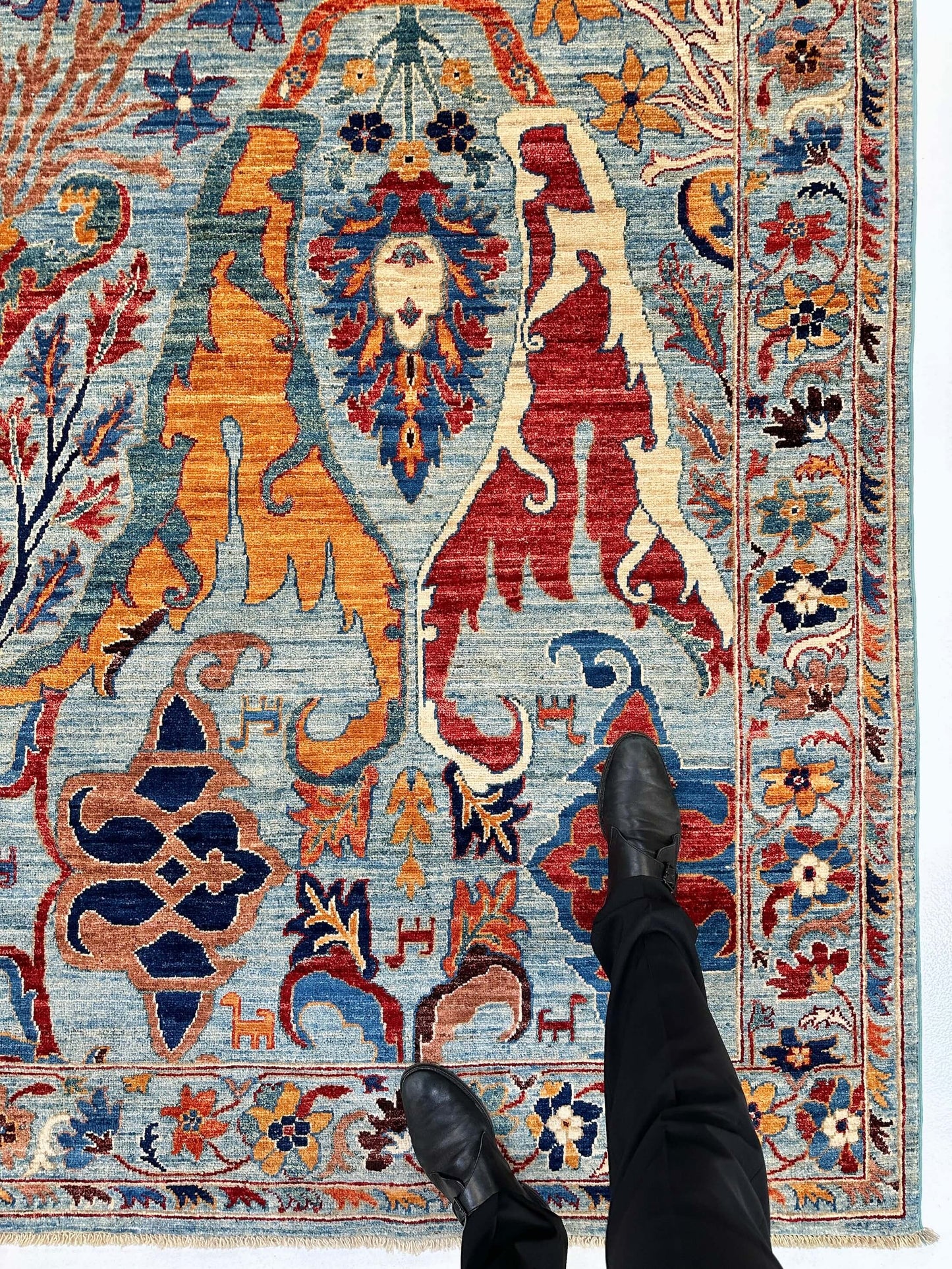 Afghan-Made Bidjar (8'11"x11'09") aqua/multicolor