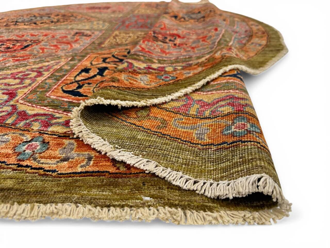Afghan Arabesque (7' Round*) red/copper/olive