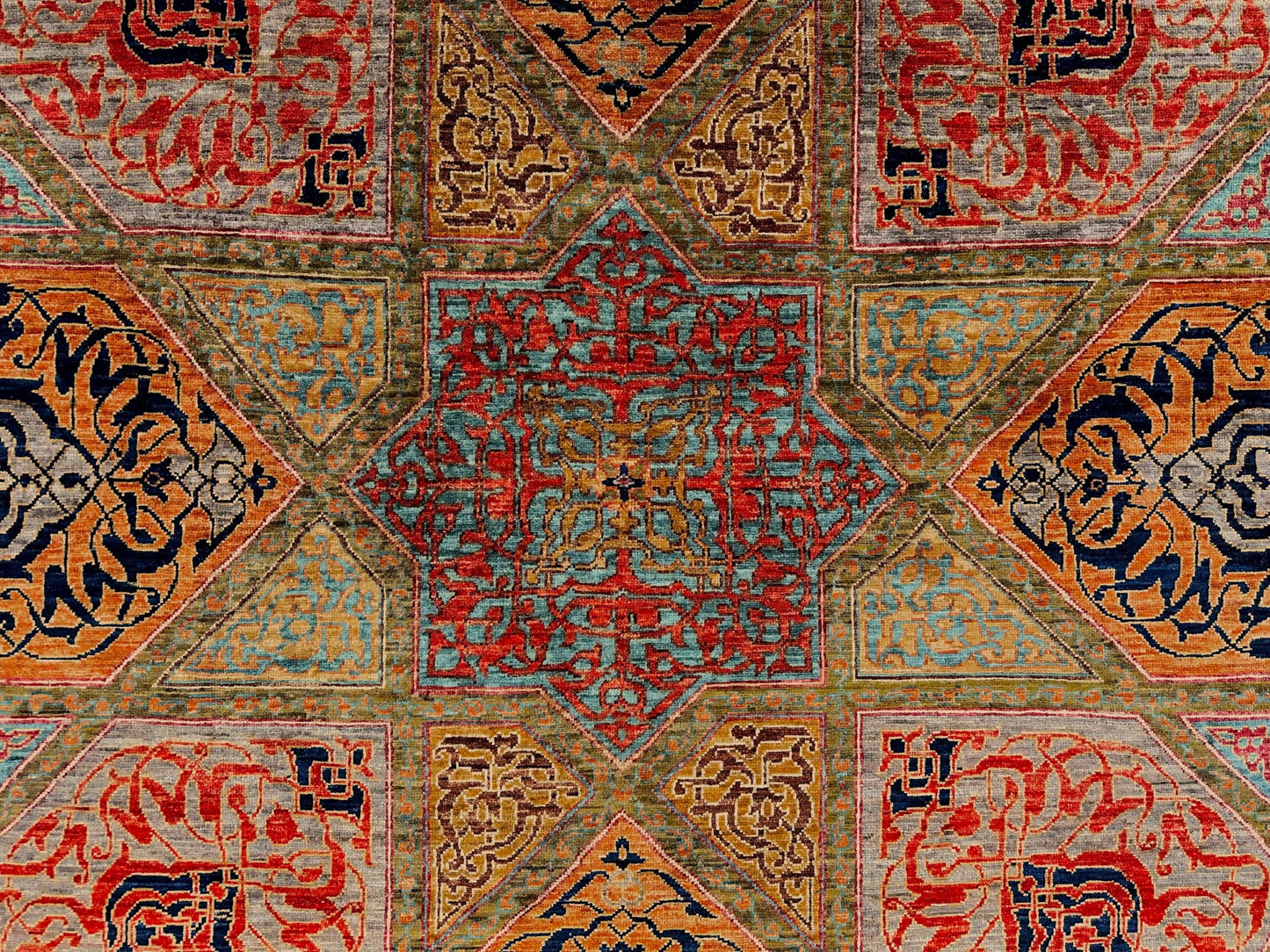 Afghan Arabesque (7' Round*) red/copper/olive