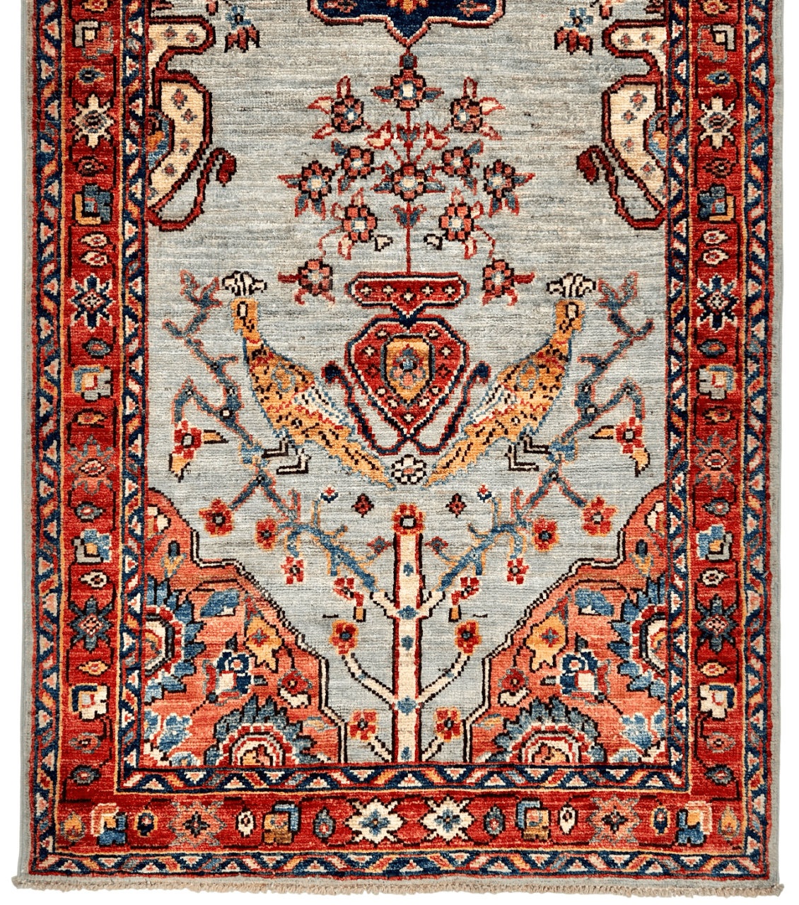 Vase/Medallions (2'07"x12'09") light blue/rust