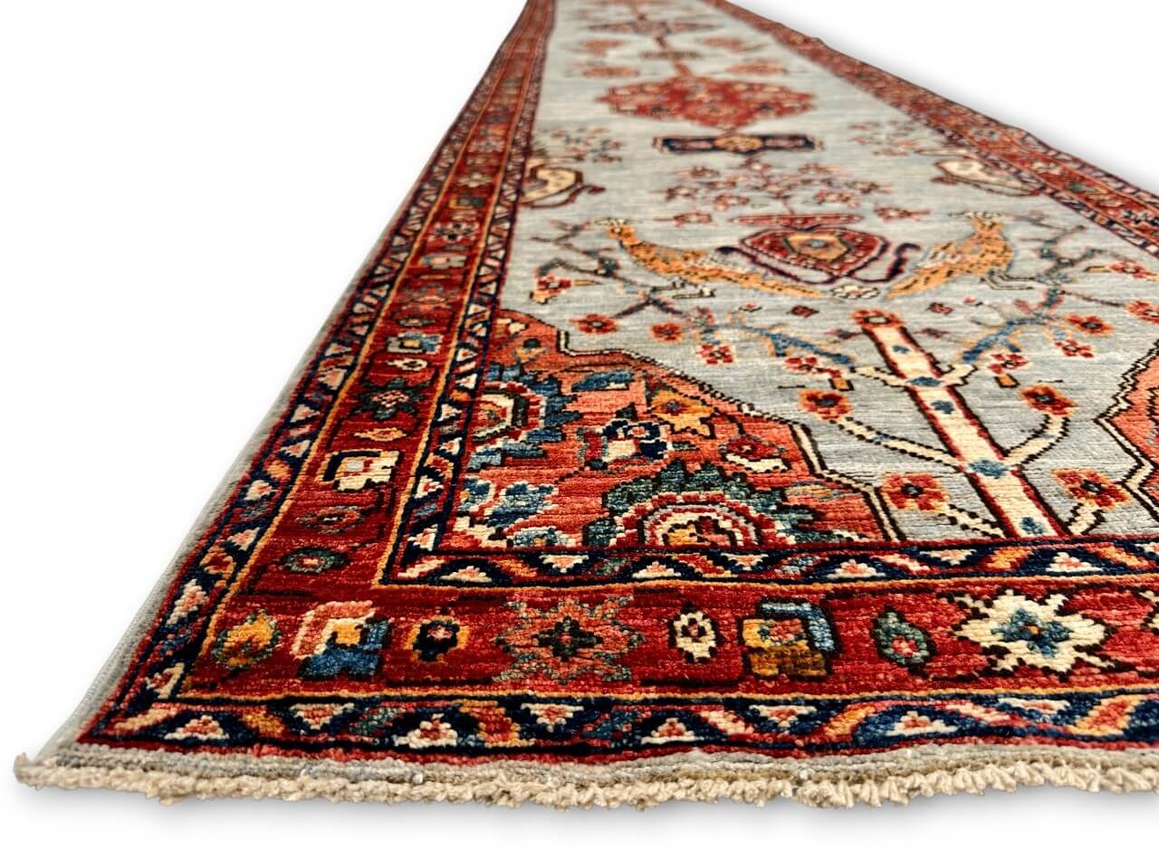 Vase/Medallions (2'07"x12'09") light blue/rust