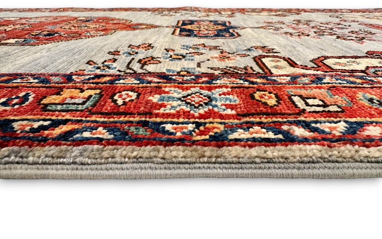 Vase/Medallions (2'07"x12'09") light blue/rust