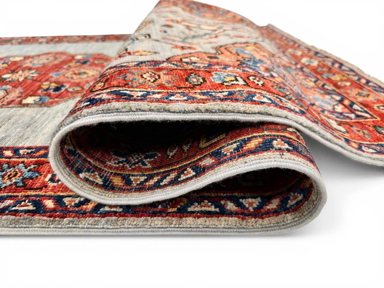 Vase/Medallions (2'07"x12'09") light blue/rust