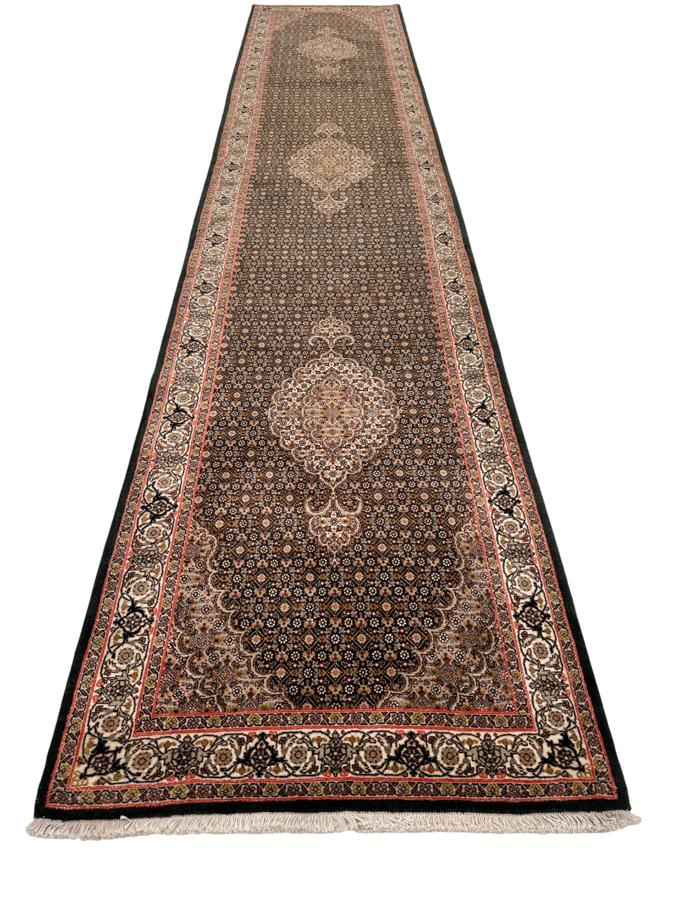 Tabriz (2'09"x13'03") green/ivory
