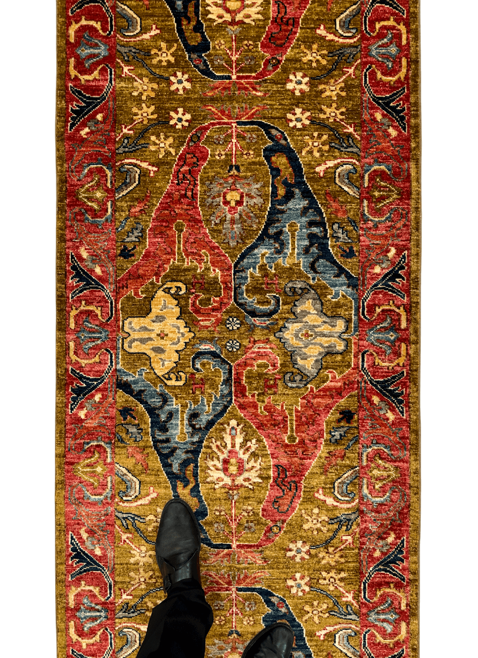 Afghan Bidjar (2'10"x11'08") dark gold/red/navy