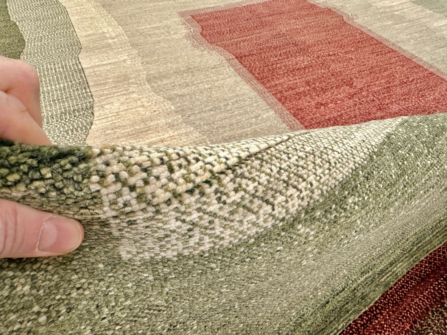 Fine Gabbeh (7'06"x11'06") green/earthtones