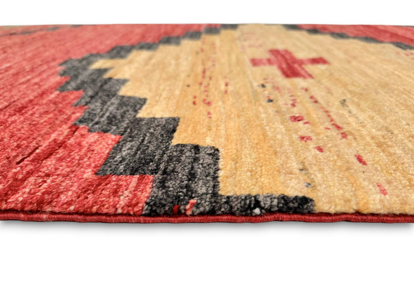 Afghan Navajo-Style Gabbeh (2'08"x9'09") red/gold