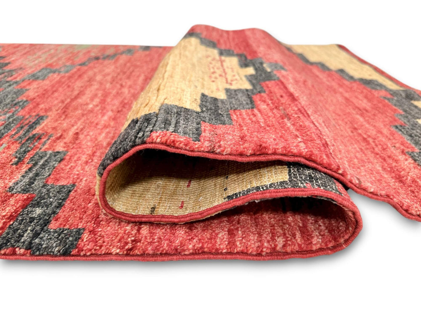 Afghan Navajo-Style Gabbeh (2'08"x9'09") red/gold