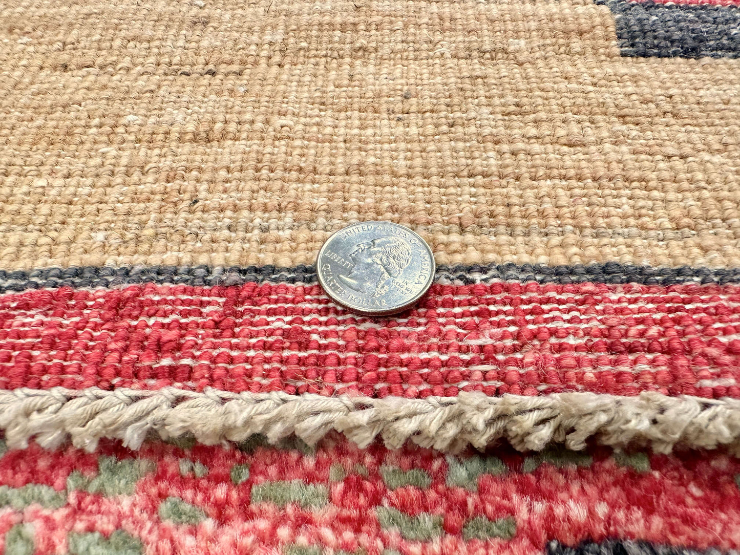 Afghan Navajo-Style Gabbeh (2'08"x9'09") red/gold