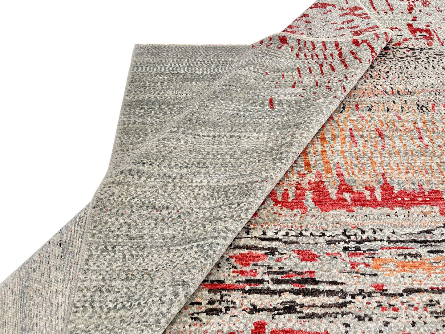 Modern Afghan Gabbeh (9x12) aqua/coral/copper