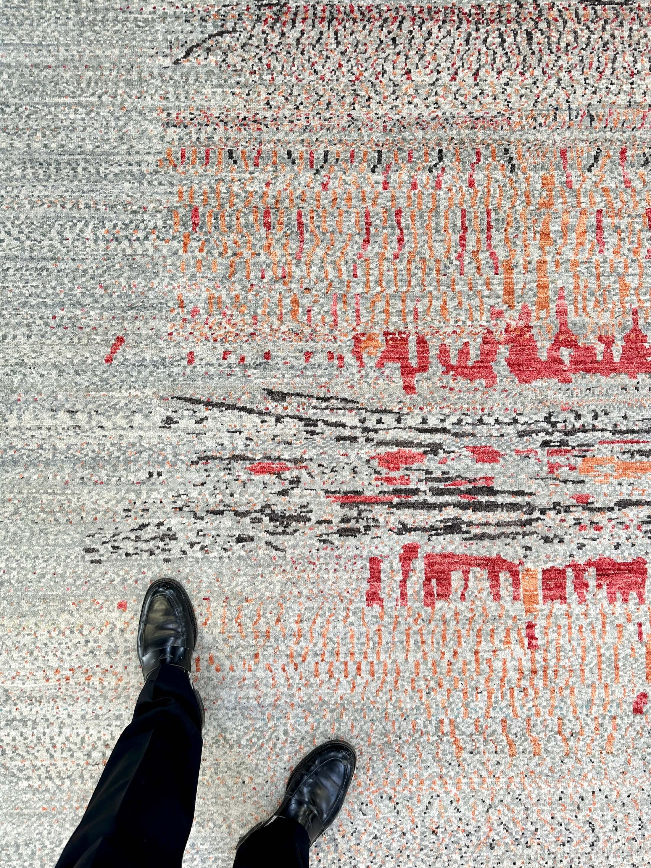 Modern Afghan Gabbeh (9x12) aqua/coral/copper – Kirishian Rugs