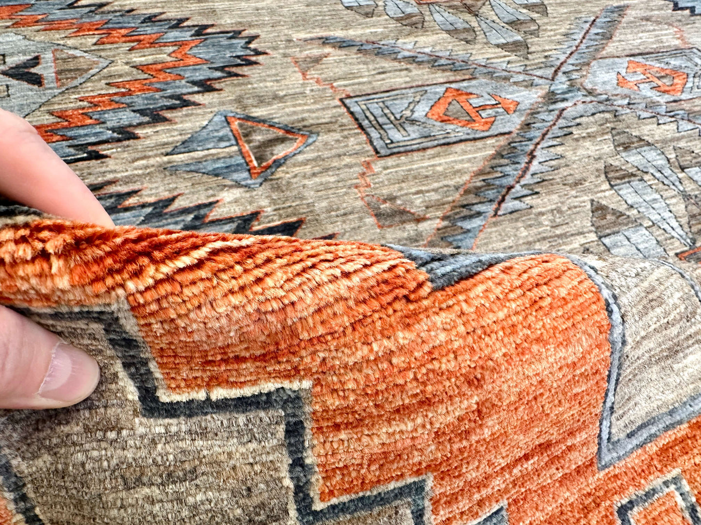 Afghan Navajo (7'10"x10'02") udyed/copper/lt.blue