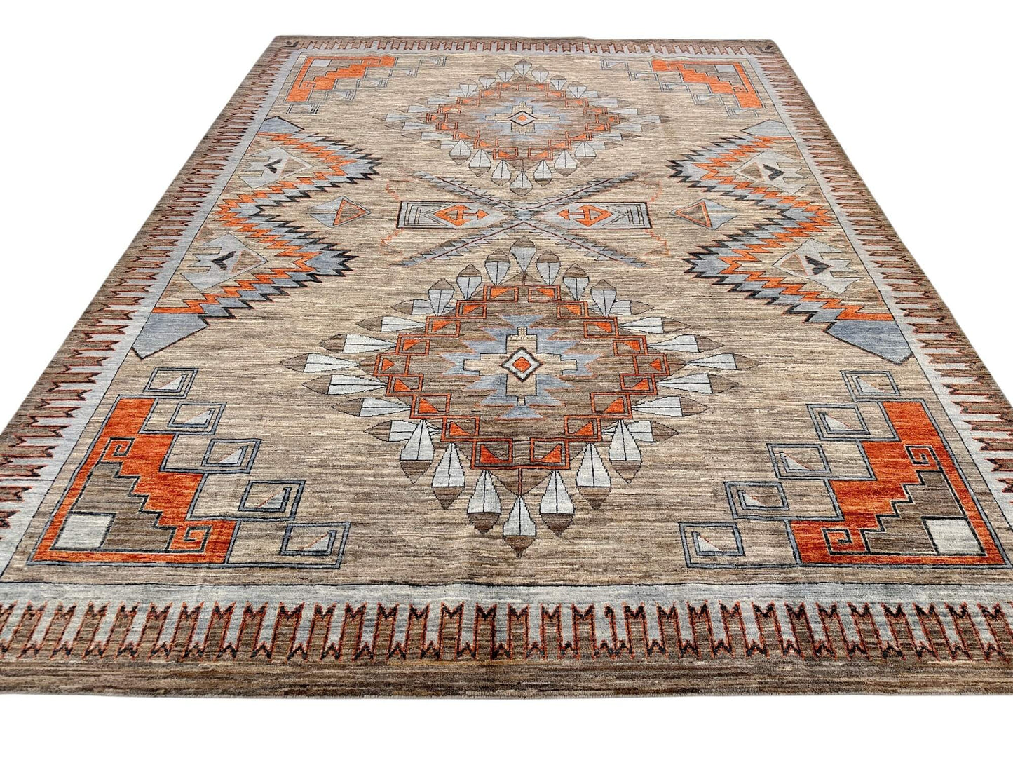 Afghan Navajo (7'10"x10'02") udyed/copper/lt.blue