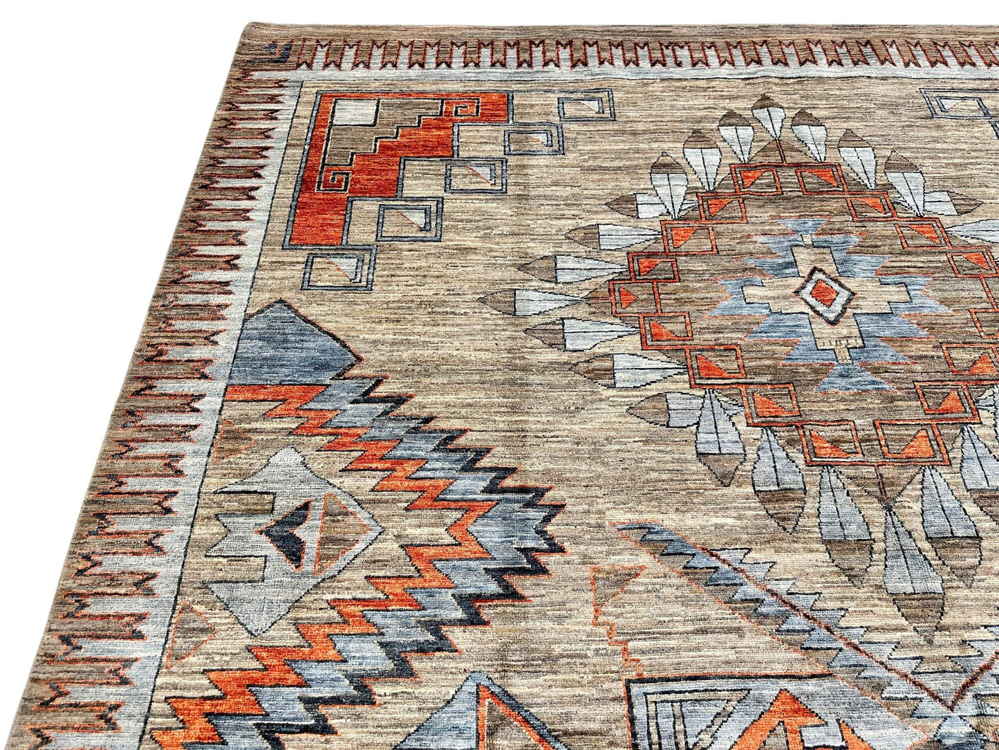 Afghan Navajo (7'10"x10'02") udyed/copper/lt.blue