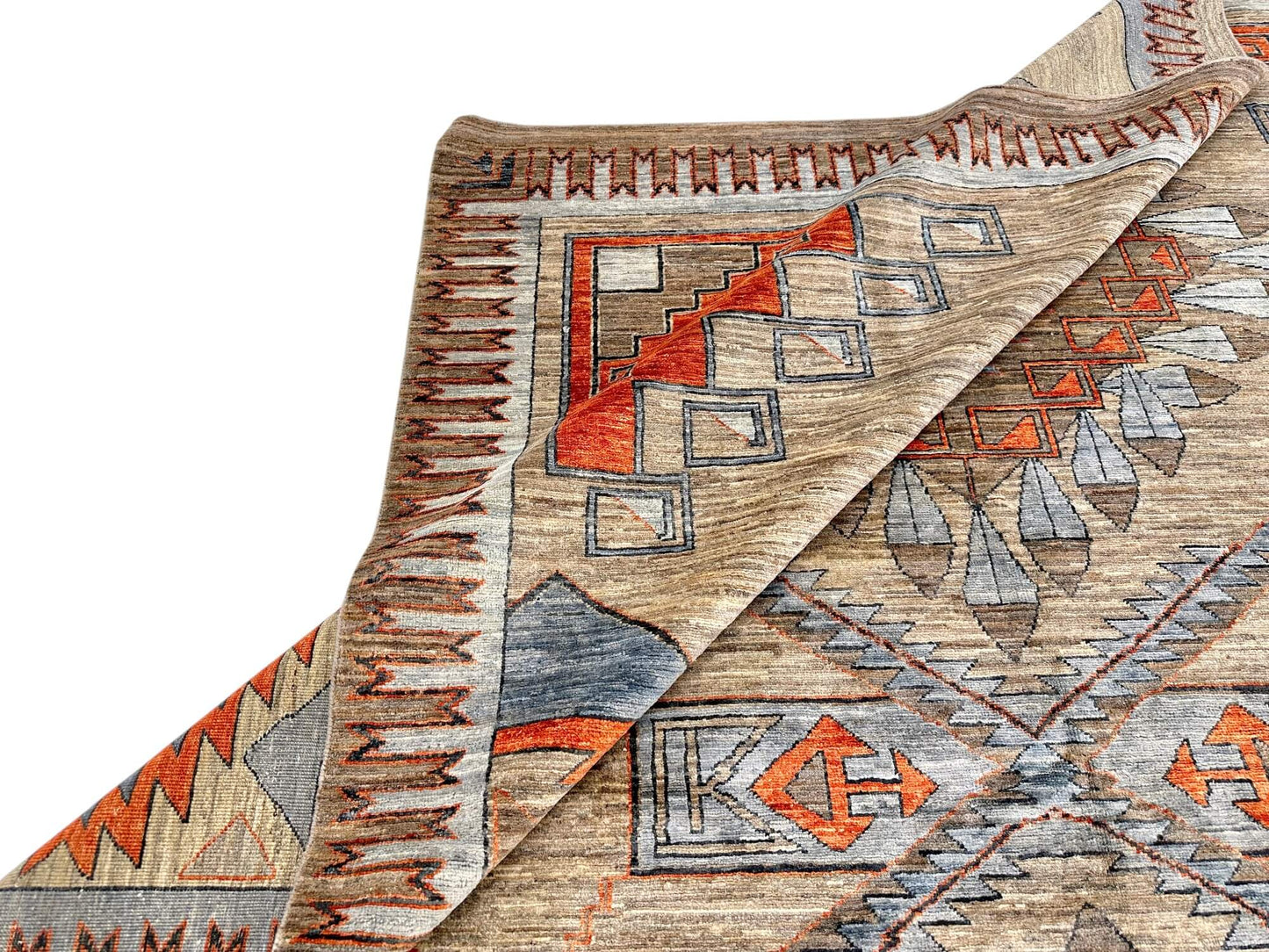 Afghan Navajo (7'10"x10'02") udyed/copper/lt.blue