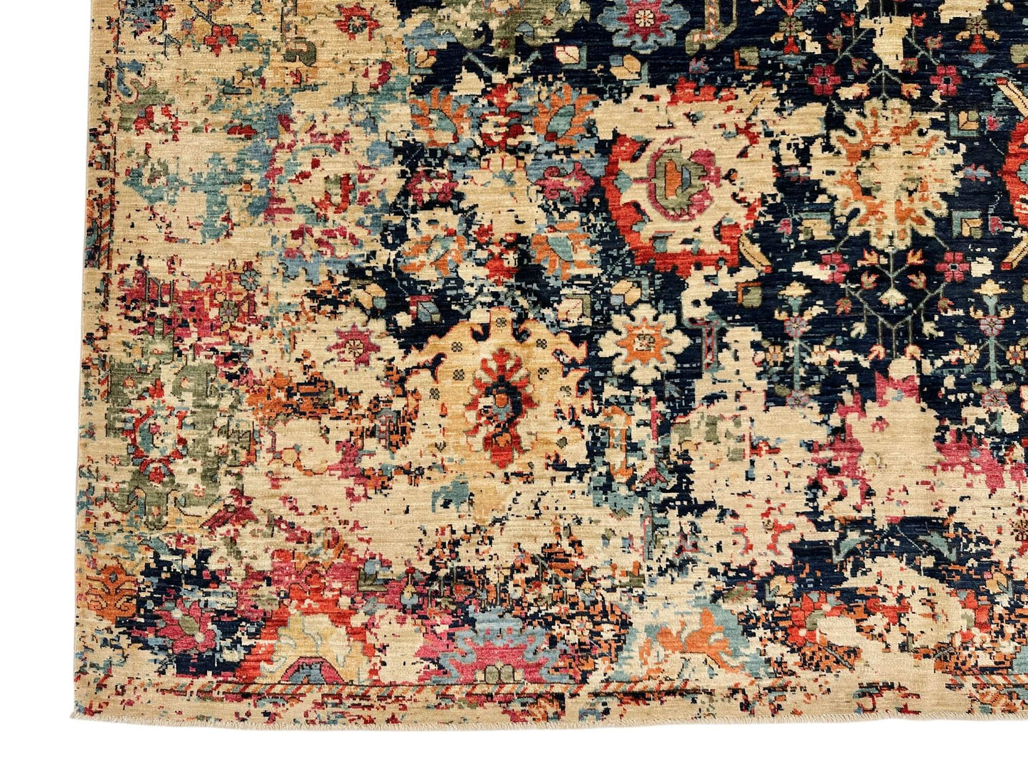 Faryab - 'Erased' Sultanabad (8'05"x10'05") indigo/multicolor